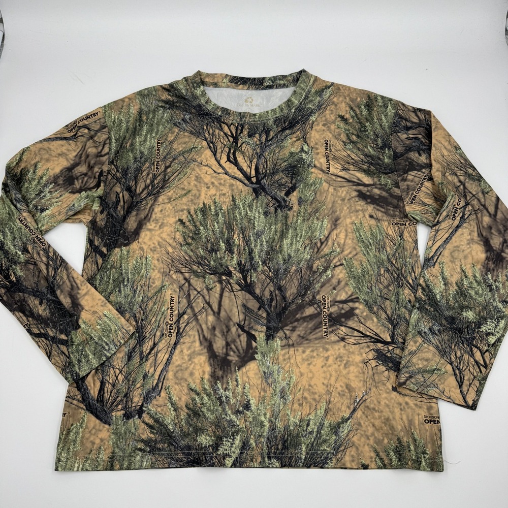 Green Mark Mens Seclusion 3D Open Country Camo Long Sleeve Shirt Large L Hunting